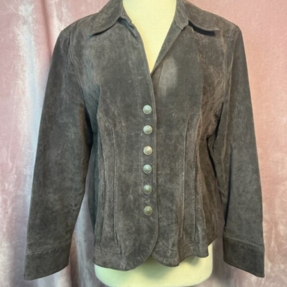 Jules & Leopold Womens Brown Distress Leather Button Down Jacket Size XL - Picture 1 of 8